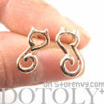 Kitty Cat Animal Outline Shape Stud Earrings in Rose Gold | DOTOLY | DOTOLY