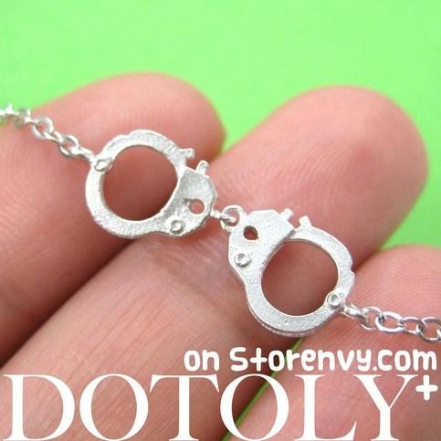 Small Realistic Handcuff Charm Bracelet in Silver | DOTOLY | DOTOLY