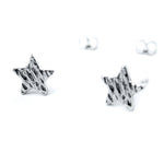 Small Star Shaped Stud Earrings with Textured Details in Silver | DOTOLY