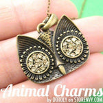 Simple Owl Animal Pendant Necklace in Bronze with Rhinestones on SALE | DOTOLY