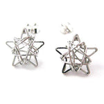 Unique 3D Star Shaped Wire Wrapped Stud Earrings in Silver | DOTOLY