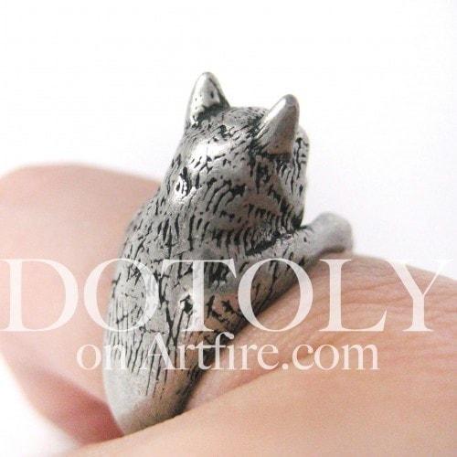 llama Alpaca Shaped Animal Wrap Around Ring in Silver | US Size 4 to 9 | DOTOLY