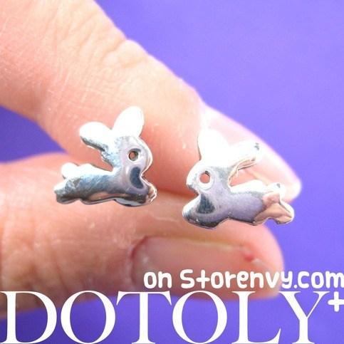 Bunny Rabbit Animal Stud Earrings in Sterling Silver | DOTOLY | DOTOLY