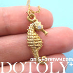 Realistic Seahorse Pendant Fish Animal Necklace in Gold | DOTOLY | DOTOLY