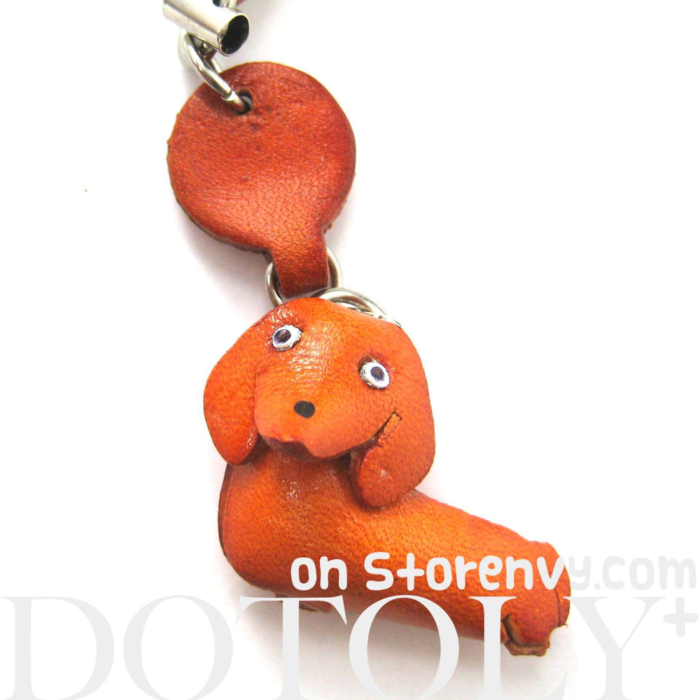 Faux Leather Dachshund Puppy Dog Animal Pendant Necklace with Mobile Strap | DOTOLY