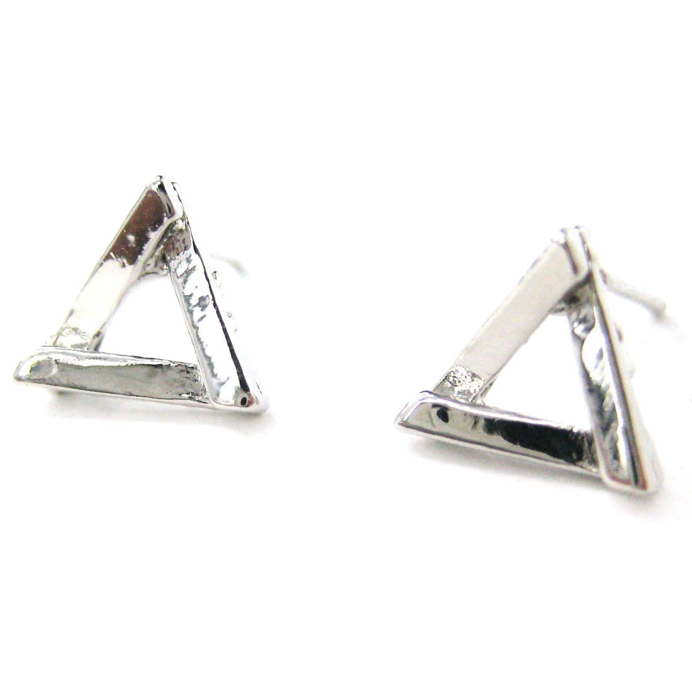 Small Geometric Triangular Stud Earrings in Silver | DOTOLY | DOTOLY
