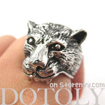 3D Realistic Jaguar Leopard Adjustable Unisex Animal Ring in Silver | DOTOLY | DOTOLY