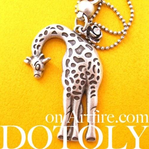 Giraffe Pendant Animal Necklace in Silver | Animal Jewelry | DOTOLY