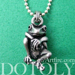 Realistic Frog Animal Pendant Necklace in Silver | Animal Jewelry | DOTOLY