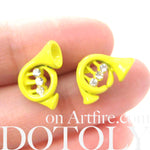 Music Themed Trumpet Shaped Stud Earrings in Yellow | DOTOLY | DOTOLY