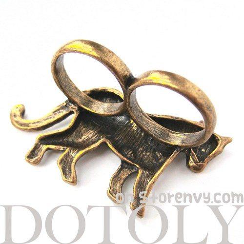 realistic-unique-leopard-cat-animal-double-duo-finger-ring-in-bronze