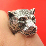 3D Realistic Jaguar Leopard Adjustable Unisex Animal Ring in Silver | DOTOLY | DOTOLY