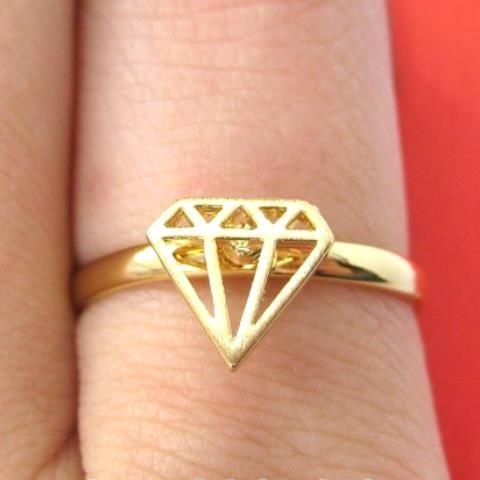 Adjustable Diamond Shaped Cut Out Ring in Gold | DOTOLY | DOTOLY