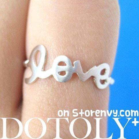 Ring that says online love in cursive