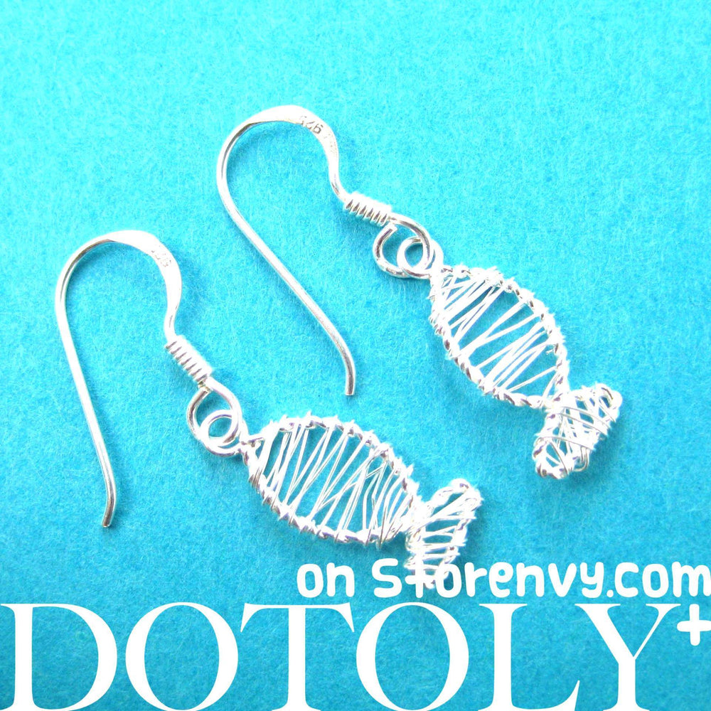 Classic Fish Shaped Wire Wrapped Dangle Earrings in Sterling Silver | DOTOLY