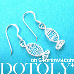 Classic Fish Shaped Wire Wrapped Dangle Earrings in Sterling Silver | DOTOLY