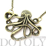Large Octopus Sea Creature Pendant Necklace in Bronze | Animal Jewelry | DOTOLY