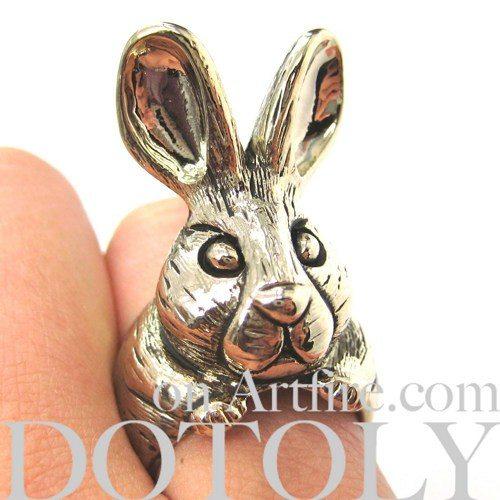 3D Alice In Wonderland Bunny Rabbit Adjustable Animal Ring in Gold | DOTOLY | DOTOLY