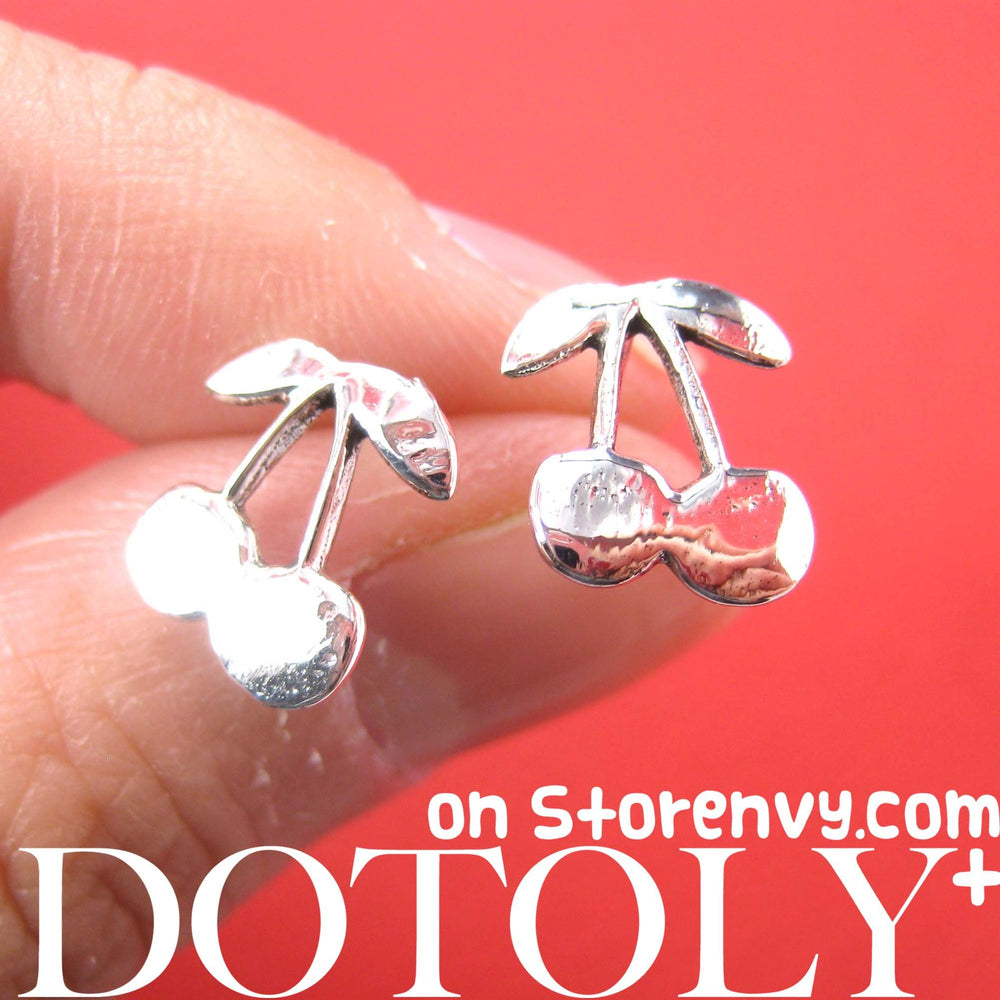 Cherry Shaped Stud Earrings in Sterling Silver | DOTOLY | DOTOLY