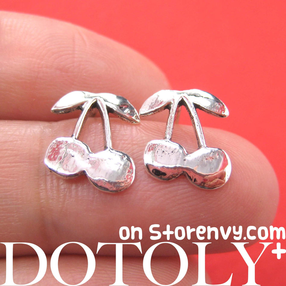 Cherry Shaped Stud Earrings in Sterling Silver | DOTOLY | DOTOLY