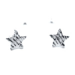 Small Star Shaped Stud Earrings with Textured Details in Silver | DOTOLY