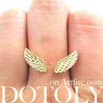 Angel Wings Adjustable Ring with Feather Detail in Gold | DOTOLY | DOTOLY
