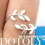 Beautiful Floral Leaves Wrap Around Adjustable Ring in Silver | DOTOLY | DOTOLY