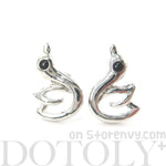 Small Swan Geese Shaped Animal Stud Earrings in Silver | DOTOLY