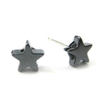Universe Night Sky: Star Shaped Stud Earrings in Gunmetal Silver | DOTOLY