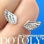 Angel Wings Adjustable Ring with Feather Detail in Silver | DOTOLY