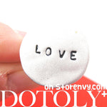 Simple Round Adjustable Love Stamped Hand Written Ring in Silver | DOTOLY