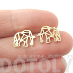 Elephant Outline Cut Out Shaped Stud Earrings in Gold
