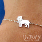 English Bulldog Dog Shaped Charm Bracelet in Silver Gold or Rose Gold