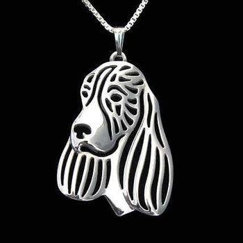 English Springer Spaniel Dog Shaped Pendant Necklace