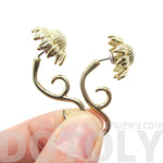 3D Sunflower Floral Flower Shaped Earrings in Gold