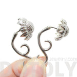 3D Sunflower Floral Flower Shaped Earrings in Silver