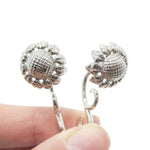 3D Sunflower Floral Flower Shaped Earrings in Silver
