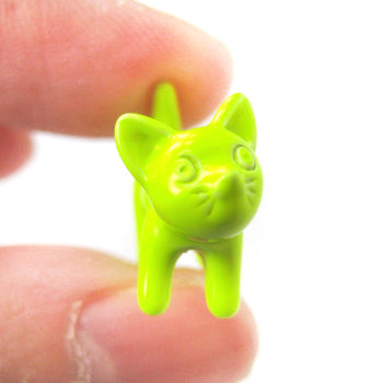 fake-gauge-earrings-adorable-kitty-cat-animal-plug-earrings-in-neon-yellow