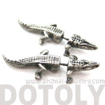 fake-gauge-earrings-alligator-crocodile-animal-shaped-stud-plug-earrings-in-silver