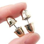 Bullet Shaped Faux Plug Taper Stud Fake Gauge Earrings in Shiny Gold