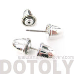 Bullet Shaped Faux Plug Taper Stud Fake Gauge Earrings in Shiny Silver