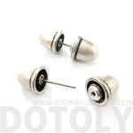 Fake Gauge Earrings: Bullet Shaped Faux Plug Stud Earrings in Silver