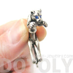 Fake Gauge Earrings: Pouncing Tiger Leopard Safari Wild Cat Shaped Plug Earrings in Silver | DOTOLY