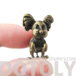 Fake Gauge Earrings: Puppy Dog Shaped Faux Plug Stud Earrings in Brass | DOTOLY