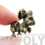 Fake Gauge Earrings: Puppy Dog Shaped Faux Plug Stud Earrings in Brass | DOTOLY