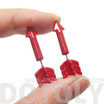 Fake Gauge Earrings: Realistic Arrow Shaped Faux Plug Stud Earrings in Red | DOTOLY