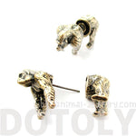 Fake Gauge Earrings: Realistic Gorilla Monkey Shaped Animal Themed Stud Earrings in Brass | DOTOLY