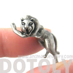 Fake Gauge Earrings: Striking Tiger Leopard Cat Shaped Plug Earrings in Silver | DOTOLY