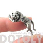 Fake Gauge Earrings: Striking Tiger Leopard Cat Shaped Plug Earrings in Silver | DOTOLY