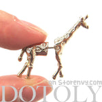 Fake Gauge Earrings: Realistic Giraffe Shaped Animal Faux Plug Stud Earrings in Shiny Gold | DOTOLY